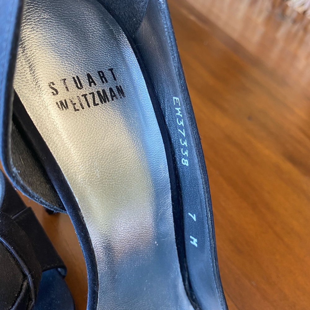 Stuart Weitzman Black Satan Heels View 5